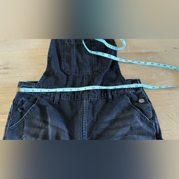 Risen jean relaxed Fit Distressed knee Overall Jeans black size medium - Picture 9 of 13